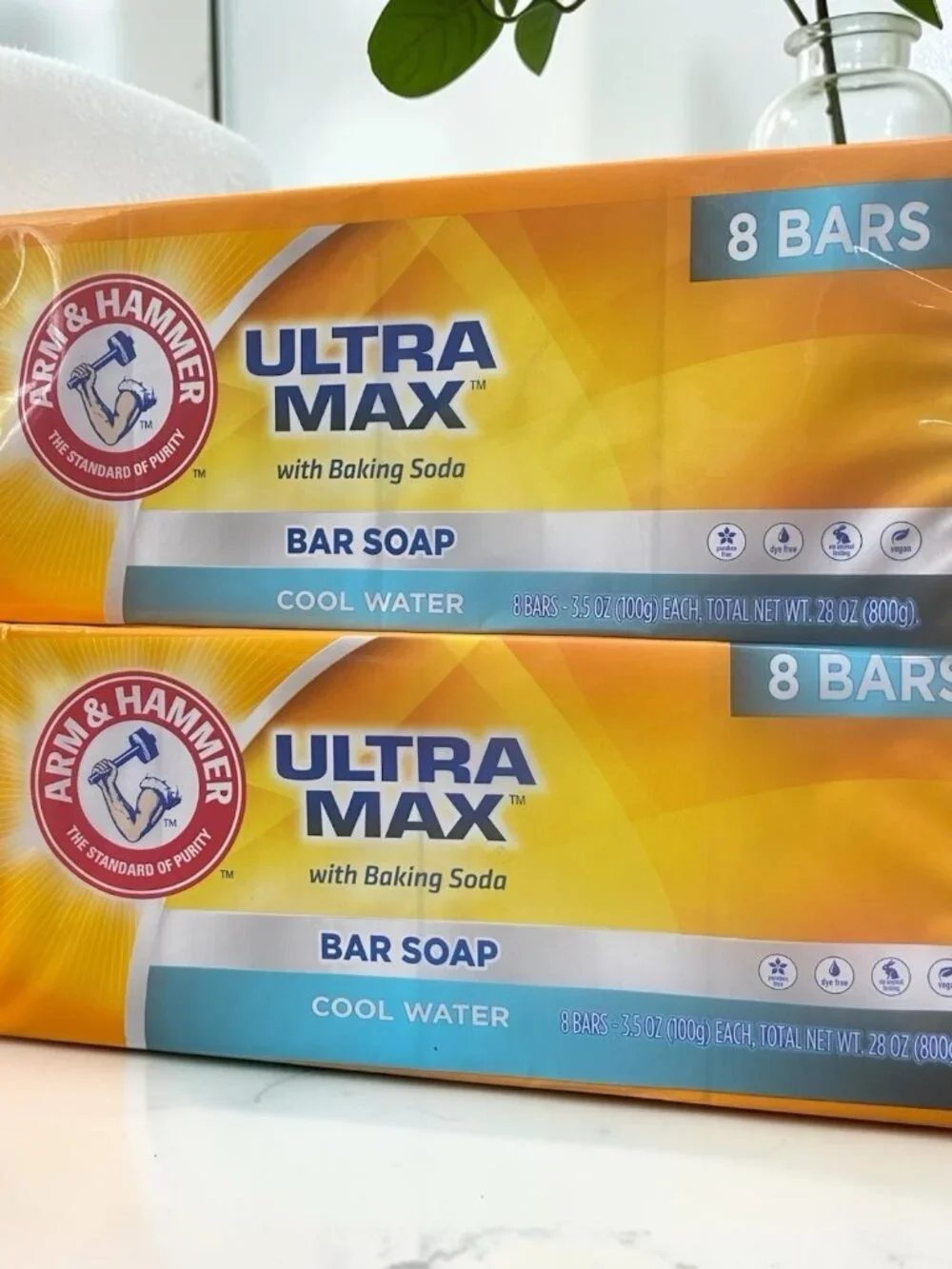New And Sealed TWO 8-Packs Arm & Hammer Ultra Max Bar Soap Cool Water 3.5 oz ea